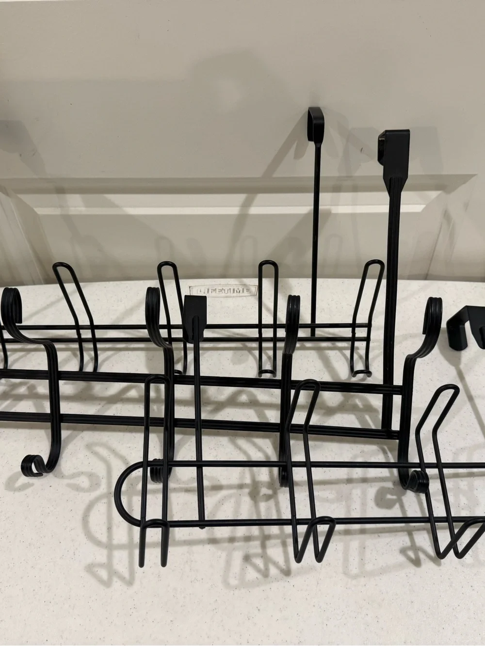 Black Metal Over-the-Door Hook Rack Trio ~ Sleek Over the Door Organizer